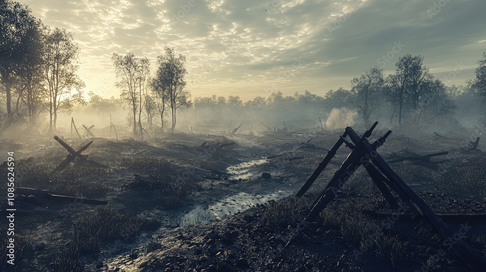 Tranquil Landscape After a Fierce Battlefield Battle Tranquil Landscape After a Fierce Battlefield Battle