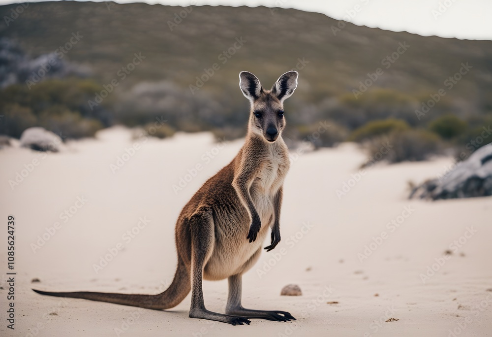 Kangaroos in the middle of the Australian desert Kangaroos in the middle of the Australian desert