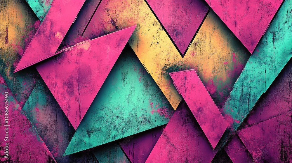 Dynamic Abstract Background with Layered Geometric Shapes in Vivid Colors of Pink, Purple, Yellow, and Teal Creating a Modern Artistic Texture Dynamic Abstract Background with Layered Geometric Shapes in Vivid Colors of Pink, Purple, Yellow, and Teal Creating a Modern Artistic Texture