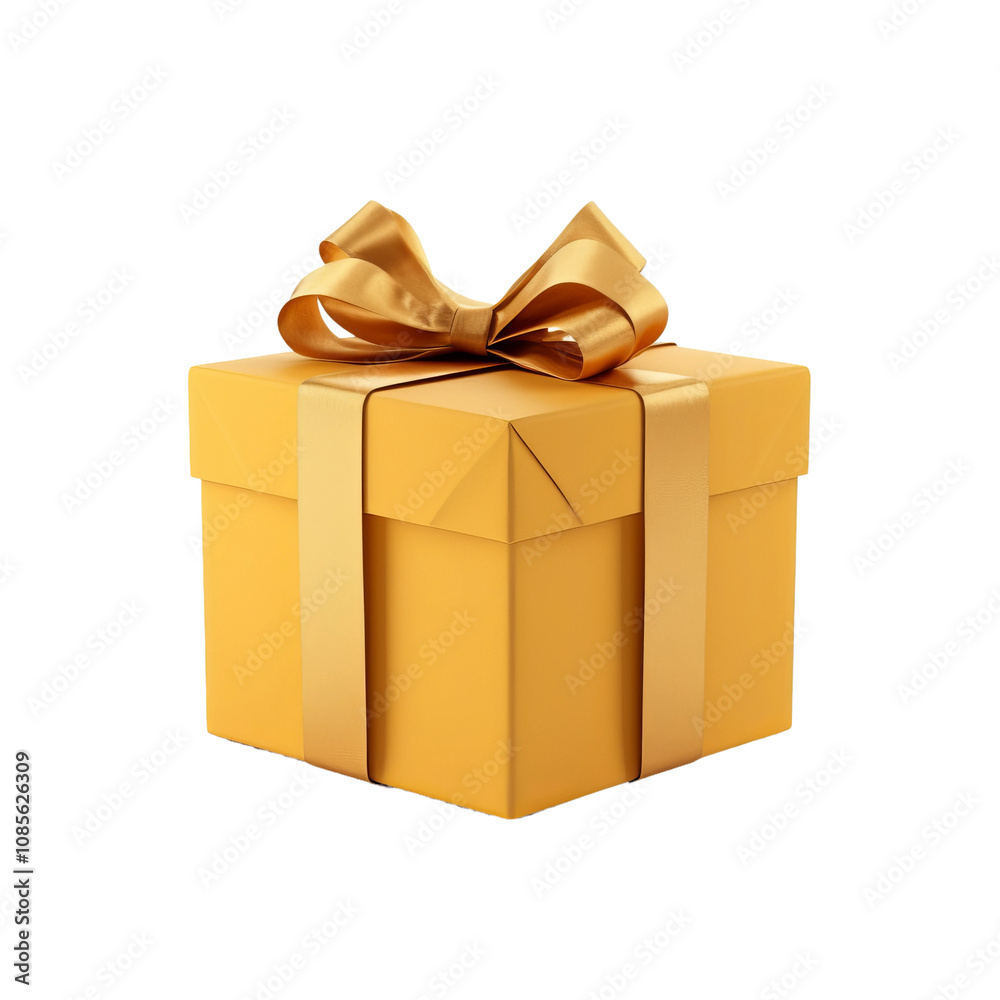 Naklejka premium yellow gift box isolated on white