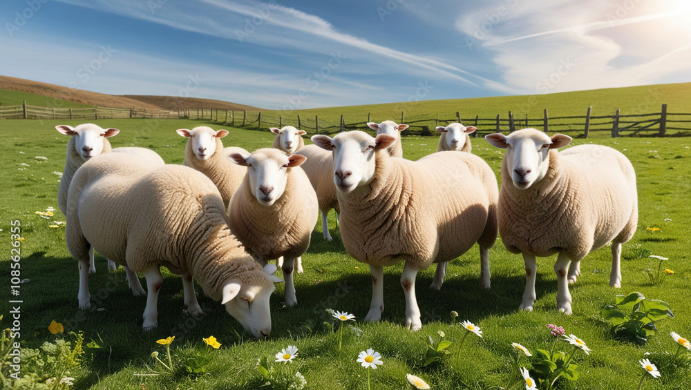 Fototapeta premium Sheep on pasture