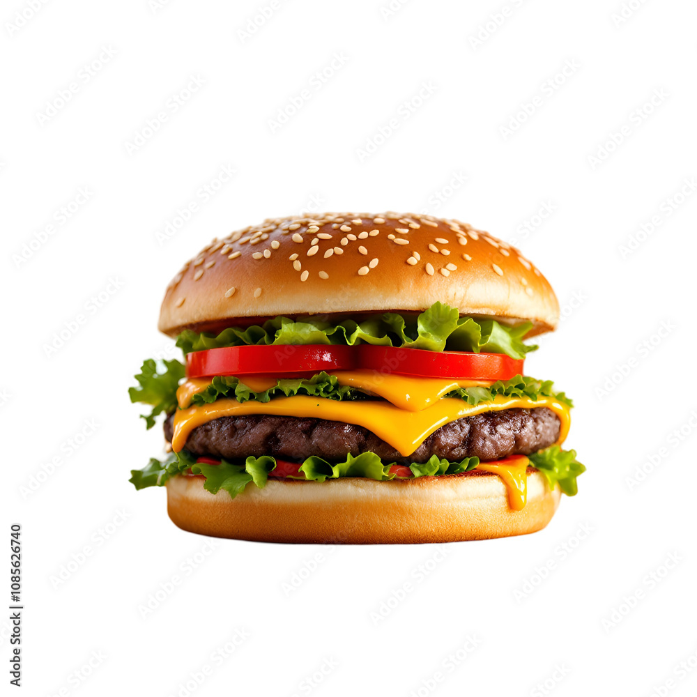 Delicious Double Cheeseburger with Fresh Lettuce and Juicy Tomatoes Delicious Double Cheeseburger with Fresh Lettuce and Juicy Tomatoes