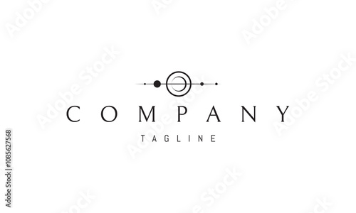 Vector logo with an abstract image of the solar system in a simplified form.