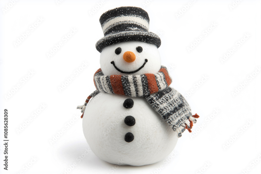 Solitary 3D snowman with a carrot nose and coal eyes isolated Solitary 3D snowman with a carrot nose and coal eyes isolated