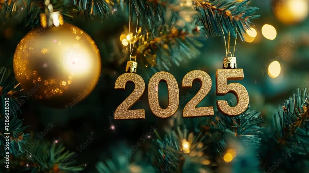 Number of 2025 on the Christmas tree with sparkling effect for New Year Eve celebration dan Christmas Day video footage. Number of 2025 on the Christmas tree with sparkling effect for New Year Eve celebration dan Christmas Day video footage.