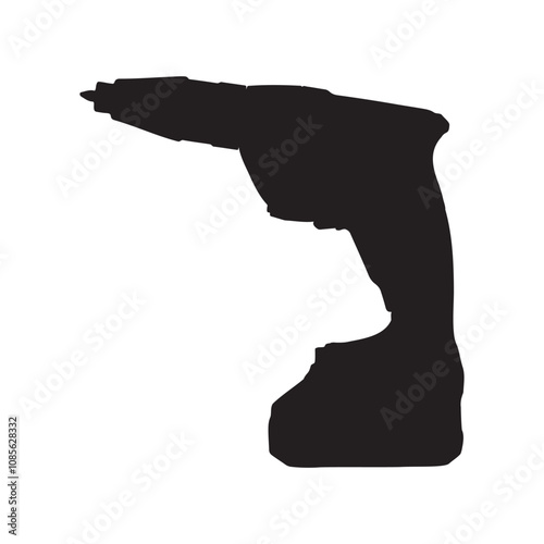 Drywall Cordless Screw Gun Silhouette Vector Illustration