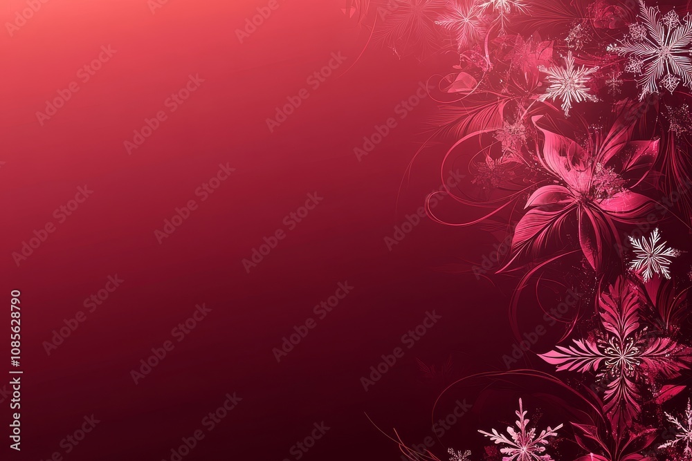 Elegant Snowflake Patterns on Red Background for Christmas and New Year, Romantic and Sophisticated Design with Space for Text Elegant Snowflake Patterns on Red Background for Christmas and New Year, Romantic and Sophisticated Design with Space for Text