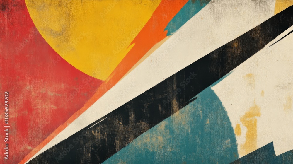 Fototapeta premium Abstract Geometric Art with Bold Colors and Vintage Style