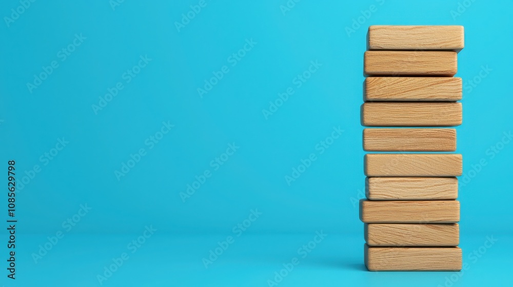Business SEO Wood Block Concept. A stack of wooden blocks against a bright blue background, showcasing a minimalist design that highlights simplicity and structure. Business SEO Wood Block Concept. A stack of wooden blocks against a bright blue background, showcasing a minimalist design that highlights simplicity and structure.