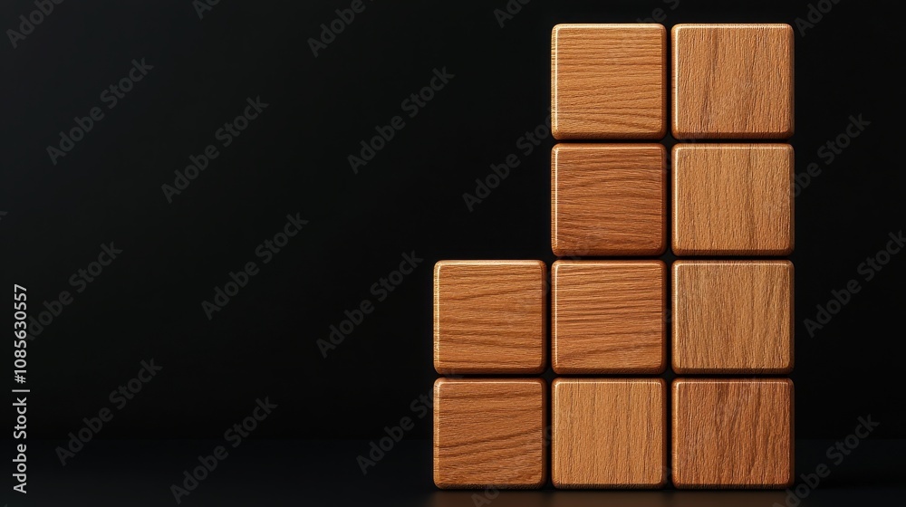 Business SEO Wood Block Concept. A collection of wooden blocks arranged in a stair-step pattern against a dark background, showcasing simplicity and geometric design. Business SEO Wood Block Concept. A collection of wooden blocks arranged in a stair-step pattern against a dark background, showcasing simplicity and geometric design.