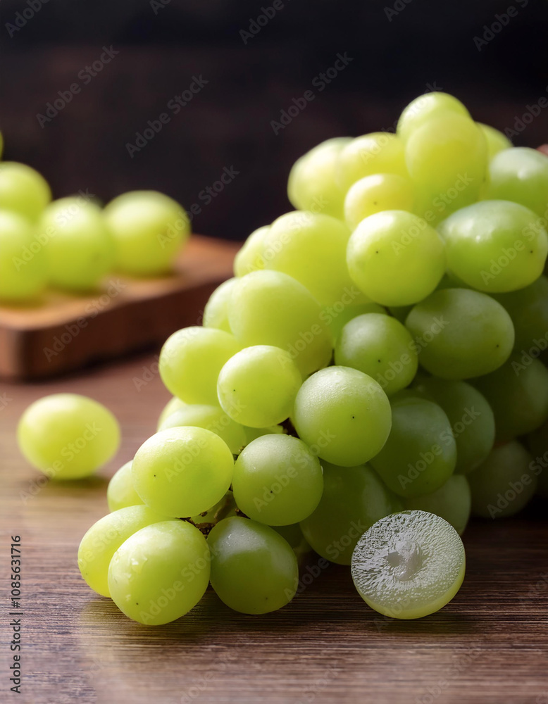 Fresh Green Grape fruit still life on wooden table Fresh Green Grape fruit still life on wooden table