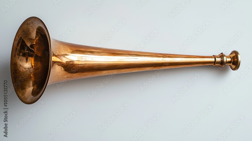Obraz premium Vintage brass horn with a polished finish and long flare
