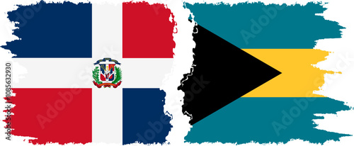 Free Download Bahamas and Dominican Republic grunge flags connection, vector - GFXLoad