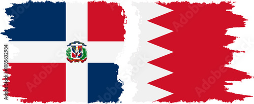 Bahrain and Dominican Republic grunge flags connection, vector