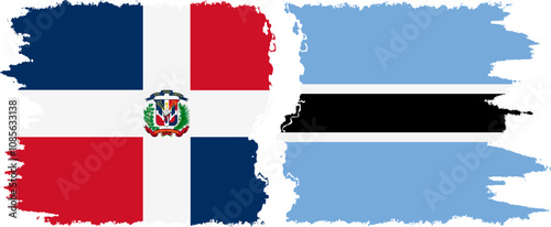 Botswana and Dominican Republic grunge flags connection, vector