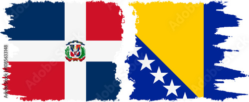 Free Download Bosnia and Herzegovina and Dominican Republic grunge flags connection, vector - GFXLoad