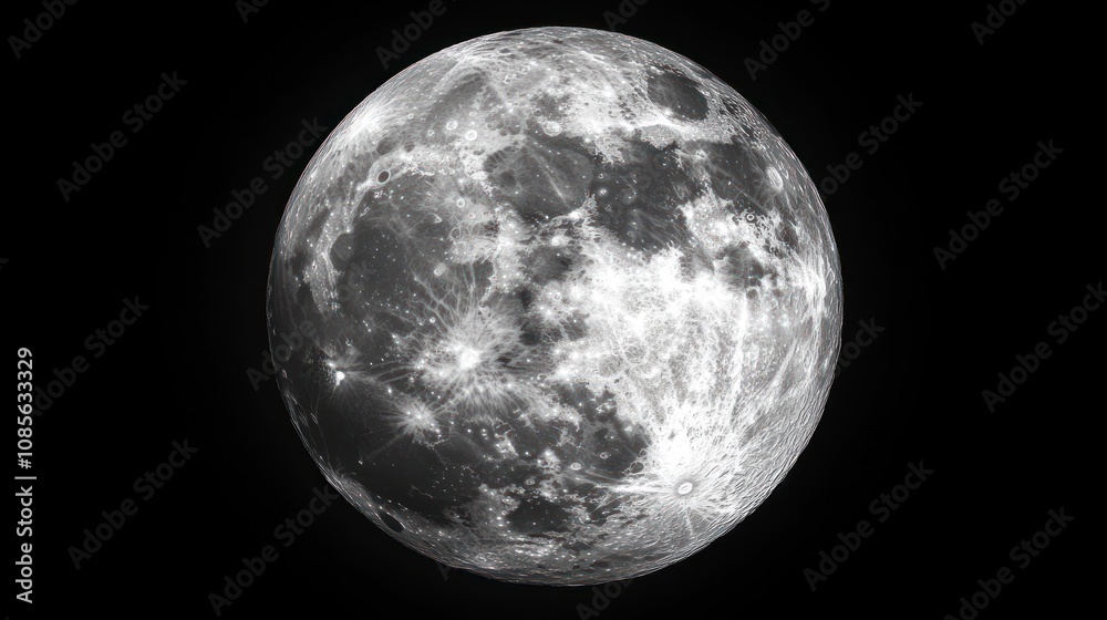 Naklejka premium Full Moon in the Night Sky