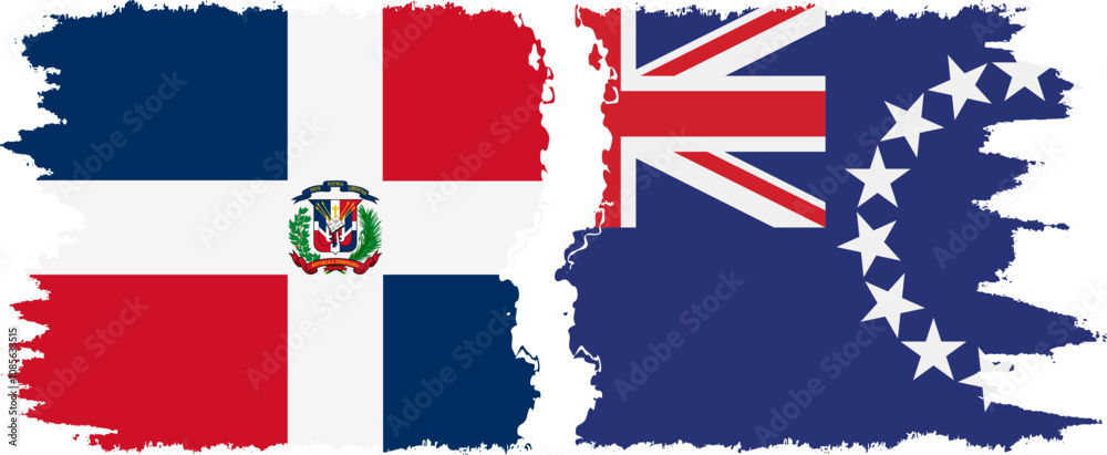 Cook Islands and Dominican Republic grunge flags connection, vector Cook Islands and Dominican Republic grunge flags connection, vector