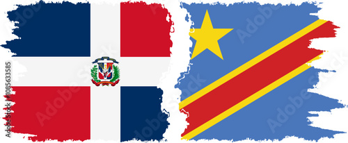 Free Download Congo - Kinshasa and Dominican Republic grunge flags connection, vector - GFXLoad