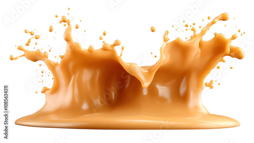 Caramel sauce splash isolated on white background with clipping path