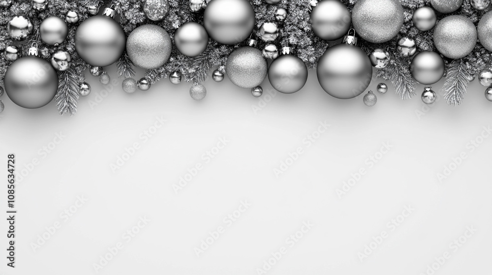 3D rendering of a white and silver Christmas background, featuring soft glowing elements, snowflakes, and abstract decorations, evoking a serene and festive holiday atmosphere 3D rendering of a white and silver Christmas background, featuring soft glowing elements, snowflakes, and abstract decorations, evoking a serene and festive holiday atmosphere