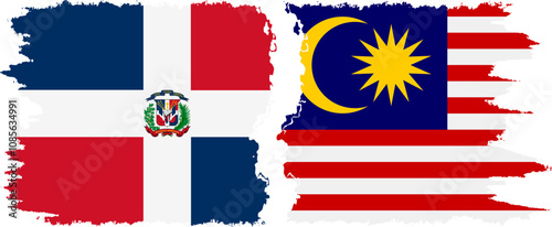 Canvas Print Malaysia and Dominican Republic grunge flags connection, vector