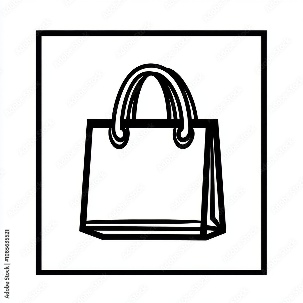 Elegant shopping bag with bold black outline Elegant shopping bag with bold black outline