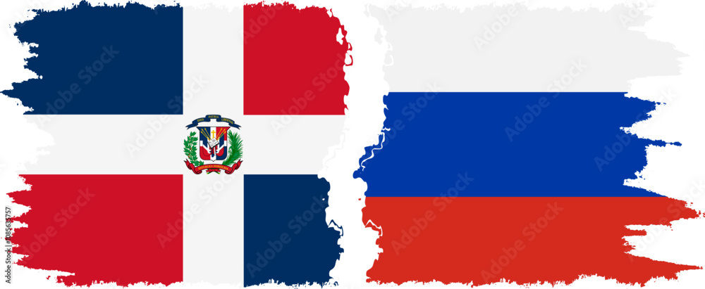 Russia and Dominican Republic grunge flags connection, vector Russia and Dominican Republic grunge flags connection, vector