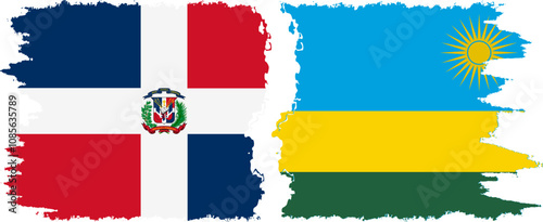 Free Download Rwandan and Dominican Republic grunge flags connection, vector - GFXLoad