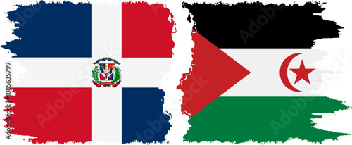 Free Download Western Sahara and Dominican Republic grunge flags connection, vector - GFXLoad
