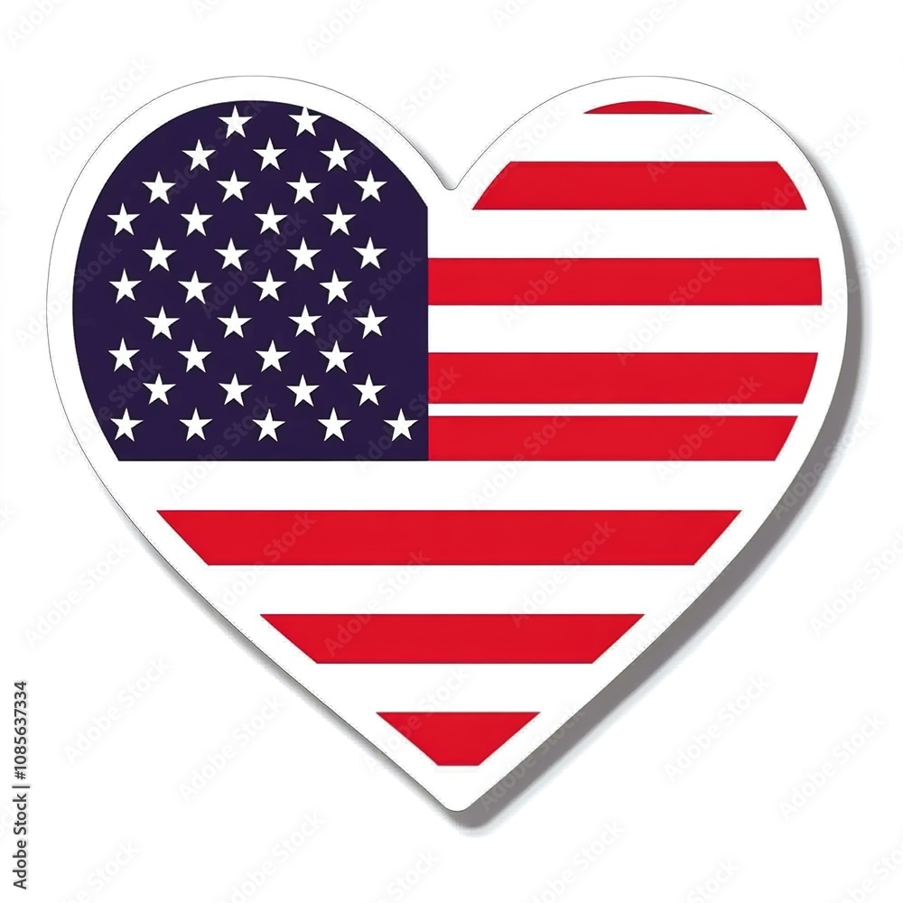 Vector logo of a heart with an American flag Vector logo of a heart with an American flag