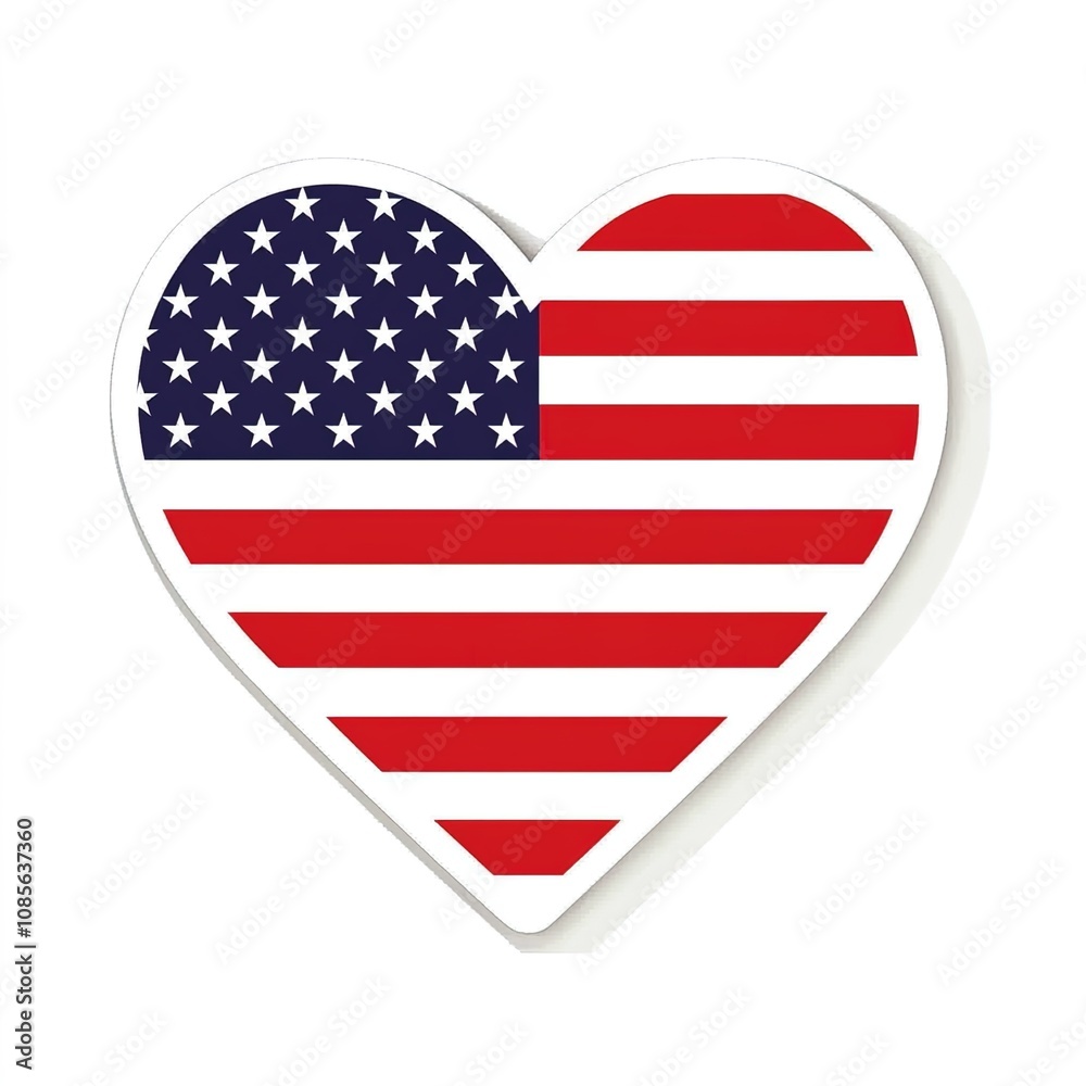 Vector logo of a heart with an American flag Vector logo of a heart with an American flag