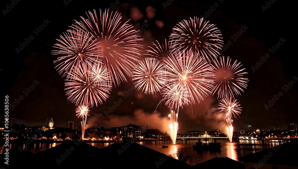 Fototapeta premium fireworks over the river
