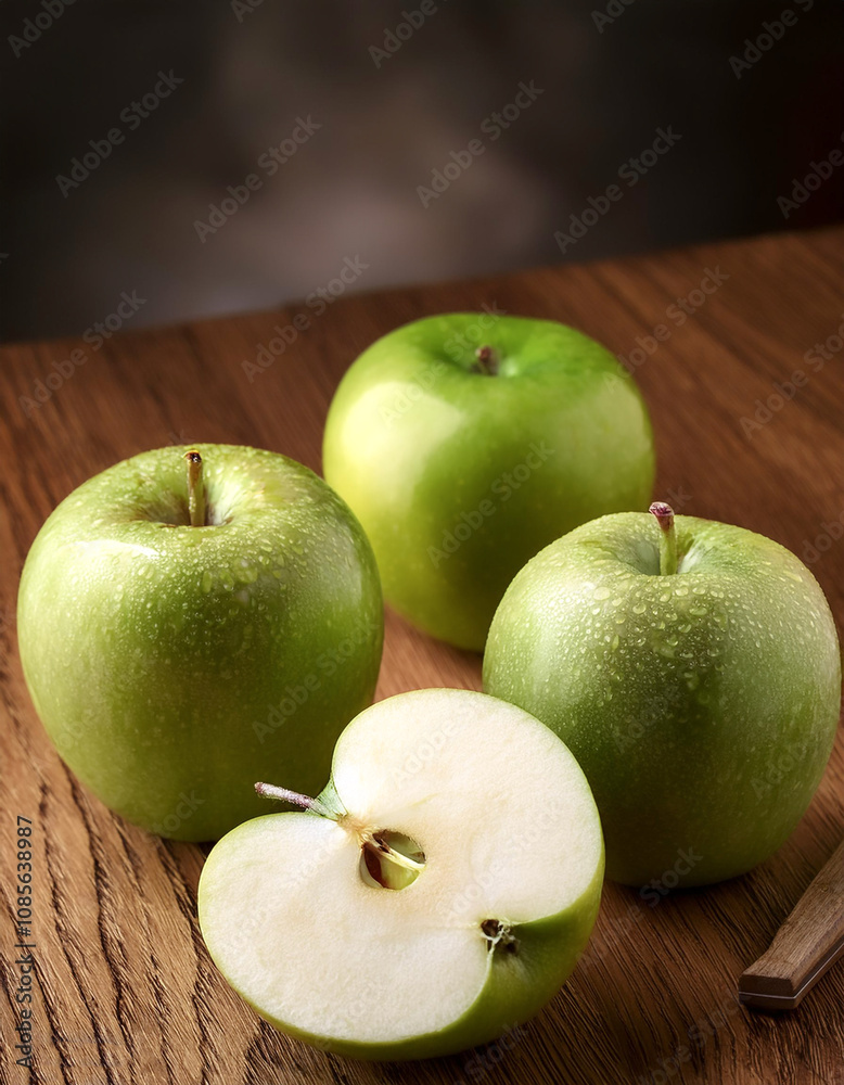 Fresh Green Apple fruit still life on wooden table Fresh Green Apple fruit still life on wooden table