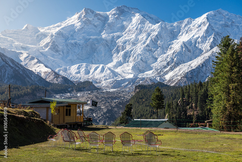 A breathtaking view of Nanga Parbat, the world's ninth-highest mountain, captured from Fairy Meadows National Park in Gilgit-Baltistan, Pakistan.