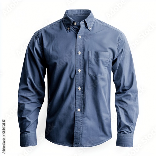 Men s Blue Long Sleeve Dress Shirt Button Down Casual Formal