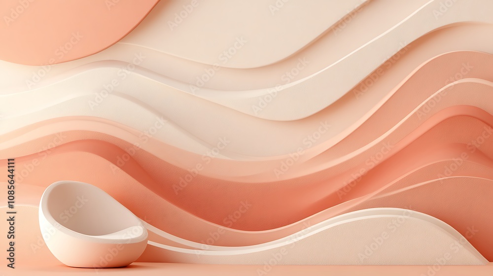 Obraz premium Abstract shapes in peach and beige 3D illustration background