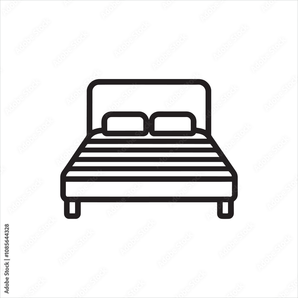 Single bed icon linear silhouette on white background
Single bed icon linear silhouette on white background