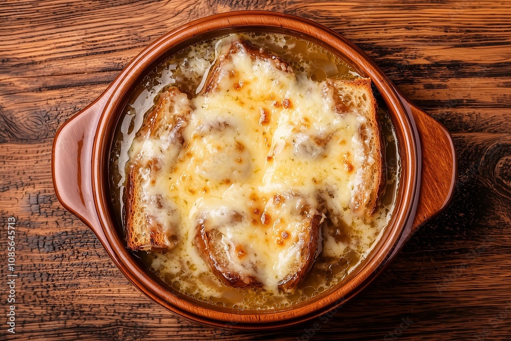 Close-Up of French Onion Soup Topped with Melted Cheese, Showcasing Rustic and Hearty Texture. Ideal for Winter Recipe Features, Foodie Articles, or Gastronomy Content. Close-Up of French Onion Soup Topped with Melted Cheese, Showcasing Rustic and Hearty Texture. Ideal for Winter Recipe Features, Foodie Articles, or Gastronomy Content.
