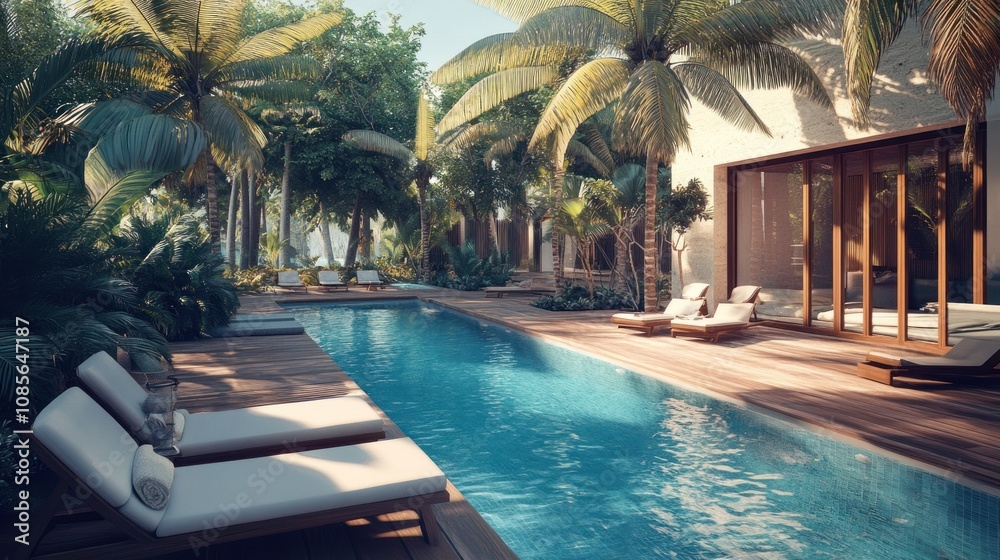 Obraz premium Tropical Resort Poolside