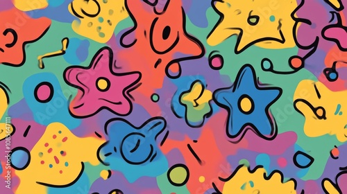 Abstract Colorful Shapes Seamless Pattern - Digital Art