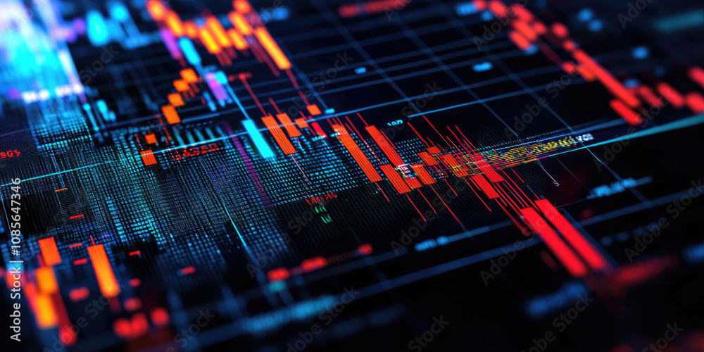 A vibrant digital representation showcasing fluctuating data patterns, reminiscent of financial markets and technology analytics. A vibrant digital representation showcasing fluctuating data patterns, reminiscent of financial markets and technology analytics.