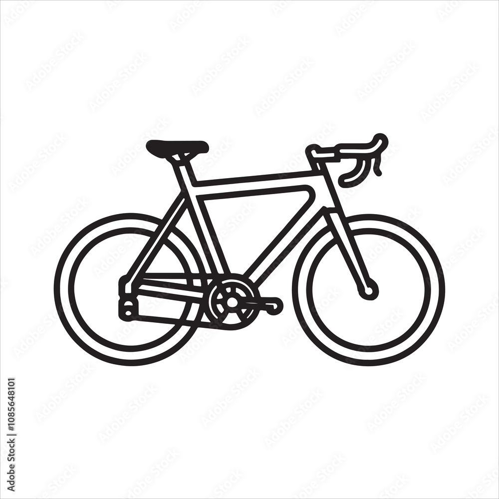 Road Bike Bicycle Icon linear silhouette on white background
Road Bike Bicycle Icon linear silhouette on white background