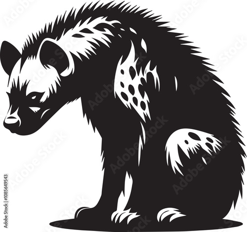 A skulking hyena with a hunched back vector silhouette design