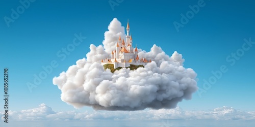 Fantasy castle in clouds fairytale princess prince story childrens tale background photo