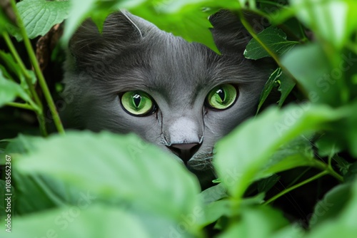 Young grey-tigered cat sitting on a table. Beautiful simple AI generated image photo