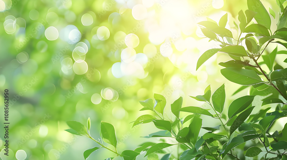 Sunbeams pierce through a canopy of lush green leaves, creating a warm and inviting natural scene Sunbeams pierce through a canopy of lush green leaves, creating a warm and inviting natural scene