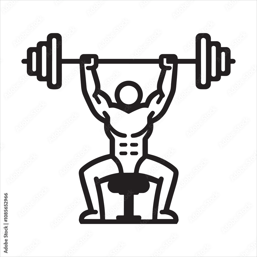 strength training icon linear silhouette on white background
