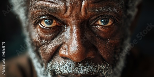 A Close-Up Portrait of an Elderly Man With Striking Blue Eyes and Gray Facial Hair, Captured in Natural Light With a Deep Expression That Reflects Years of Wisdom and Experience