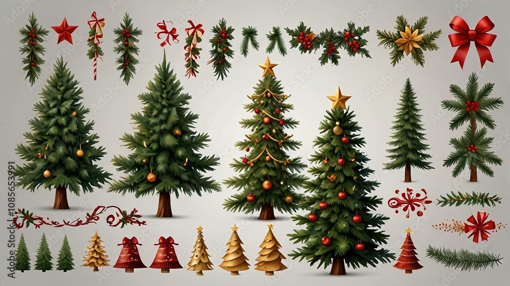 Christmas Tree PNG Cut-Out Element Set for Festive Designs Christmas Tree PNG Cut-Out Element Set for Festive Designs